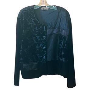 Spencer Alexis Top Sz12 Black Lace Velvet Burnout Witchy Goth Vamp Dark Fairy